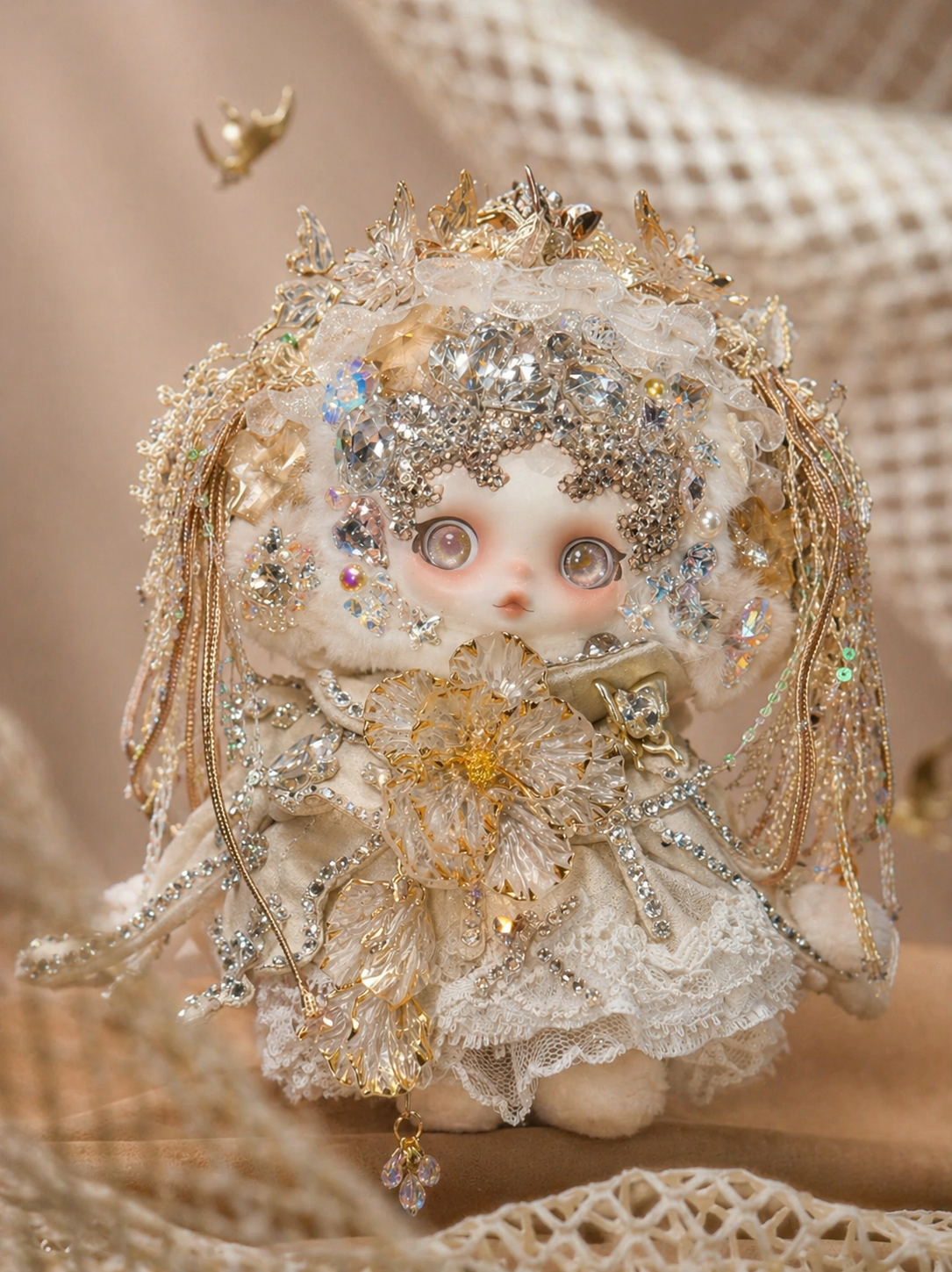 Luxury Swarovski Crystal SKULLPANDA Cage-Uncage Plush Doll | Shanghai Limited Edition | Fully Hand-Embellished | Customizable
