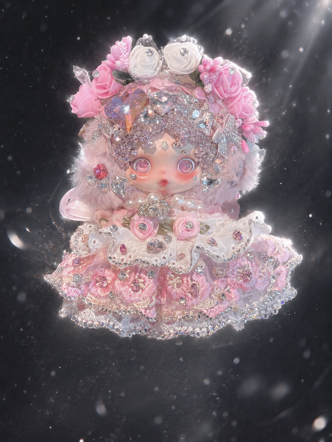 Luxury SKULLPANDA “Windflower” Doll | Swarovski Crystal Details | Premium Doll Outfit | Handmade & Customizable