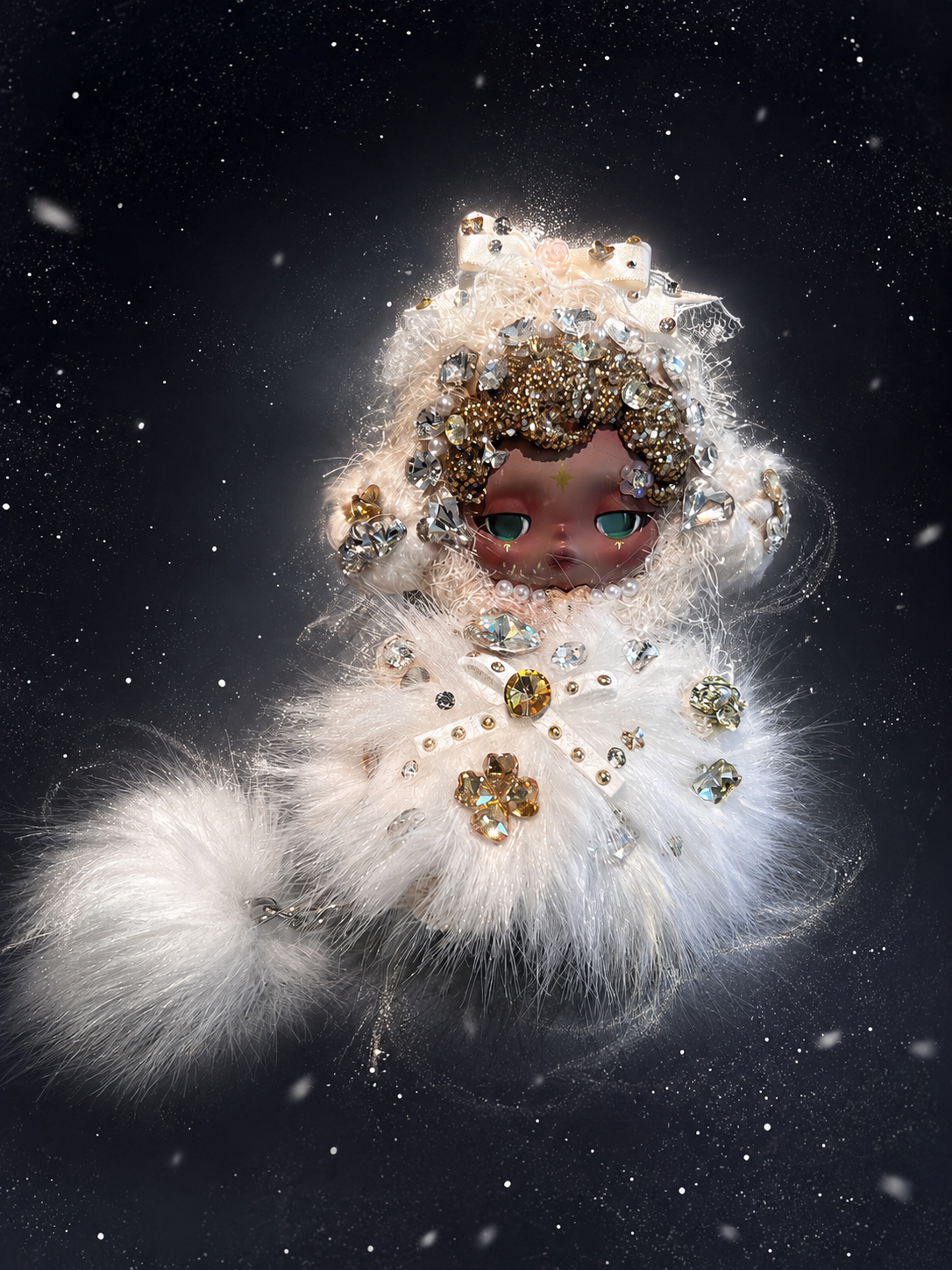 Luxury SKULLPANDA “Sandman” Doll | Swarovski Crystal Details | Premium Doll Outfit | Handmade & Customizable