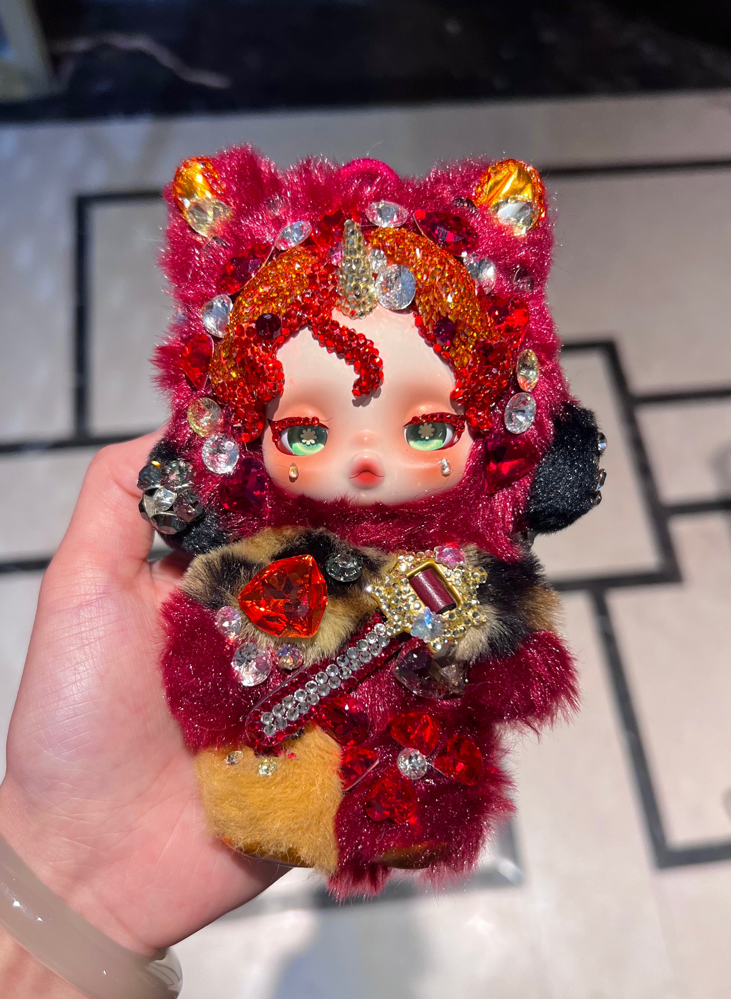 Secret Edition | Luxury Handmade Bling Skull Panda – Sunset Shimmer | My Little Pony Series | Partially Embellished with Swarovski Crystals | Customizable