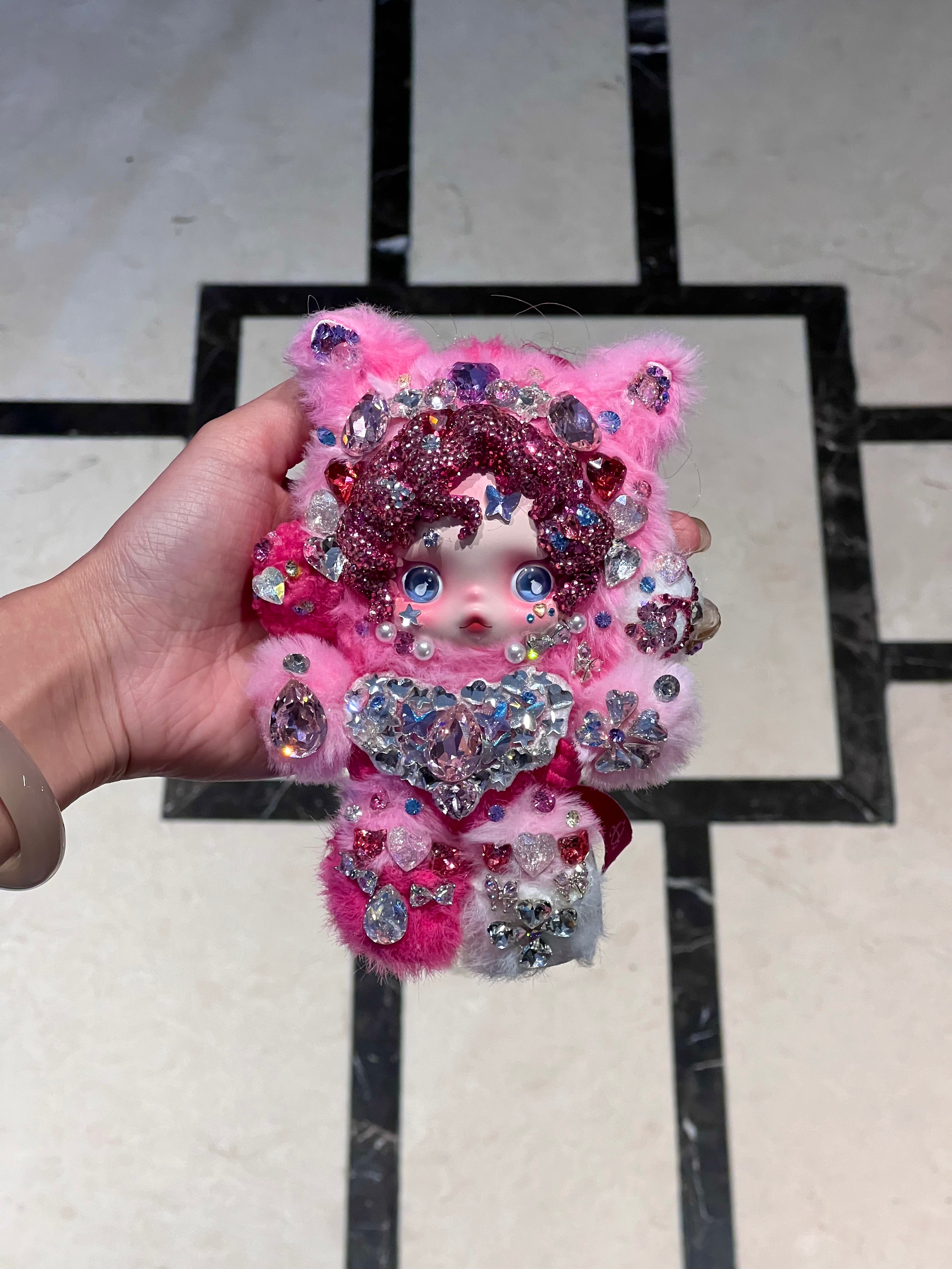Luxury Handmade Bling Skull Panda – Pinkie Pie | My Little Pony Series | Partially Embellished with Swarovski Crystals | Customizable