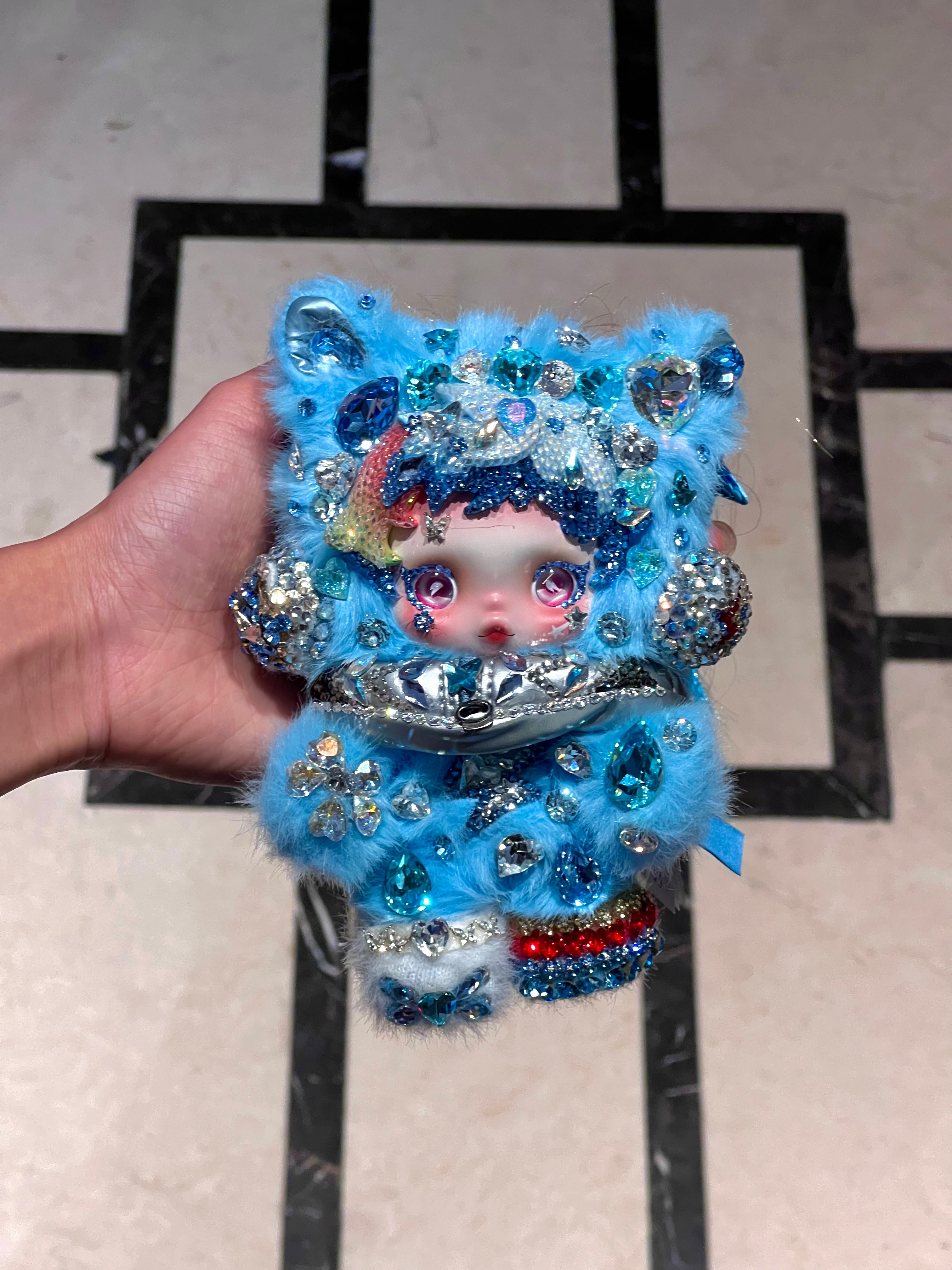 Luxury Handmade Bling Skull Panda – Rainbow Dash | My Little Pony Series | Partially Embellished with Swarovski Crystals | Customizable