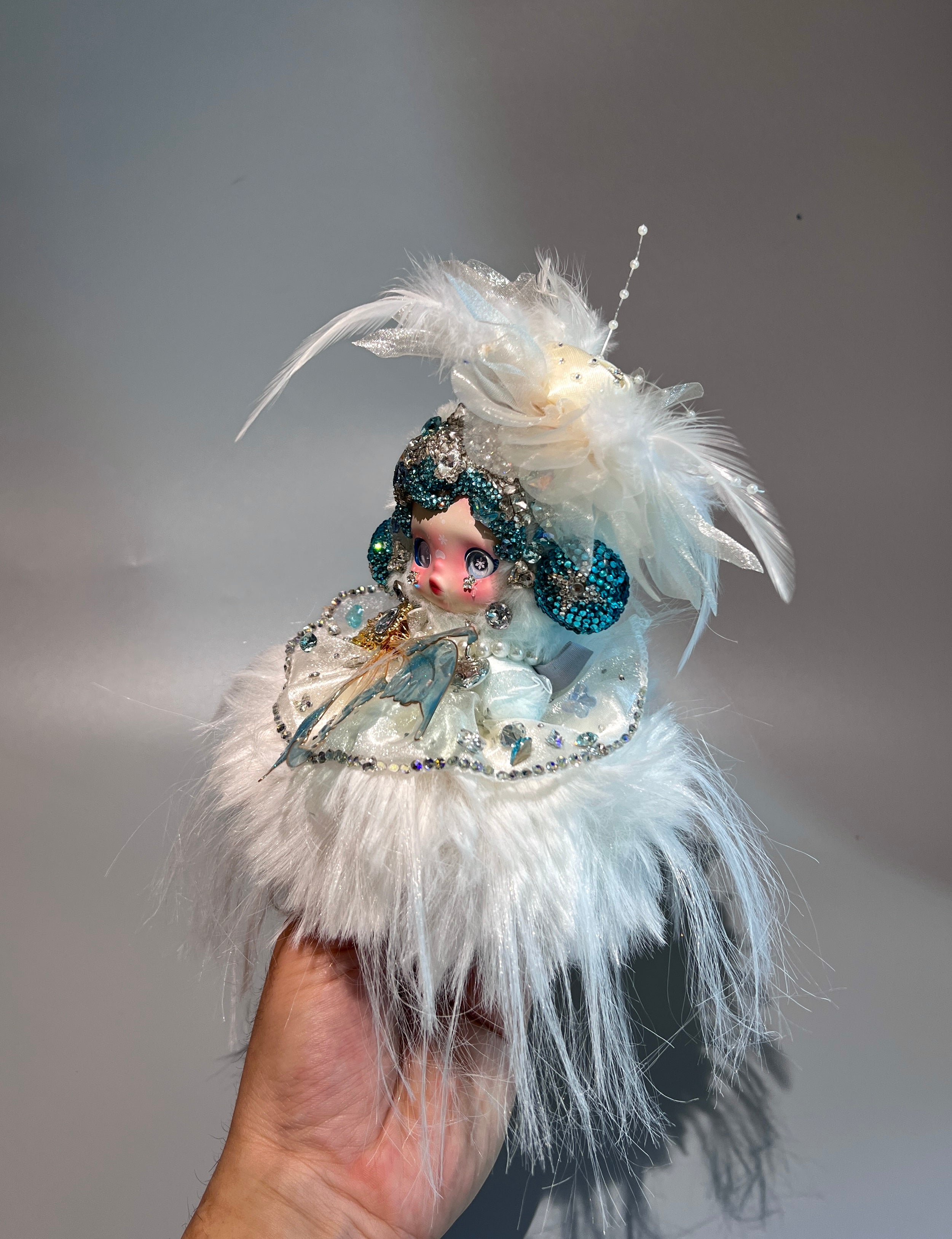 Luxury SKULLPANDA “Song of Snow” Doll | Swarovski Crystal Details | Premium Doll Outfit | Handmade Custom Design