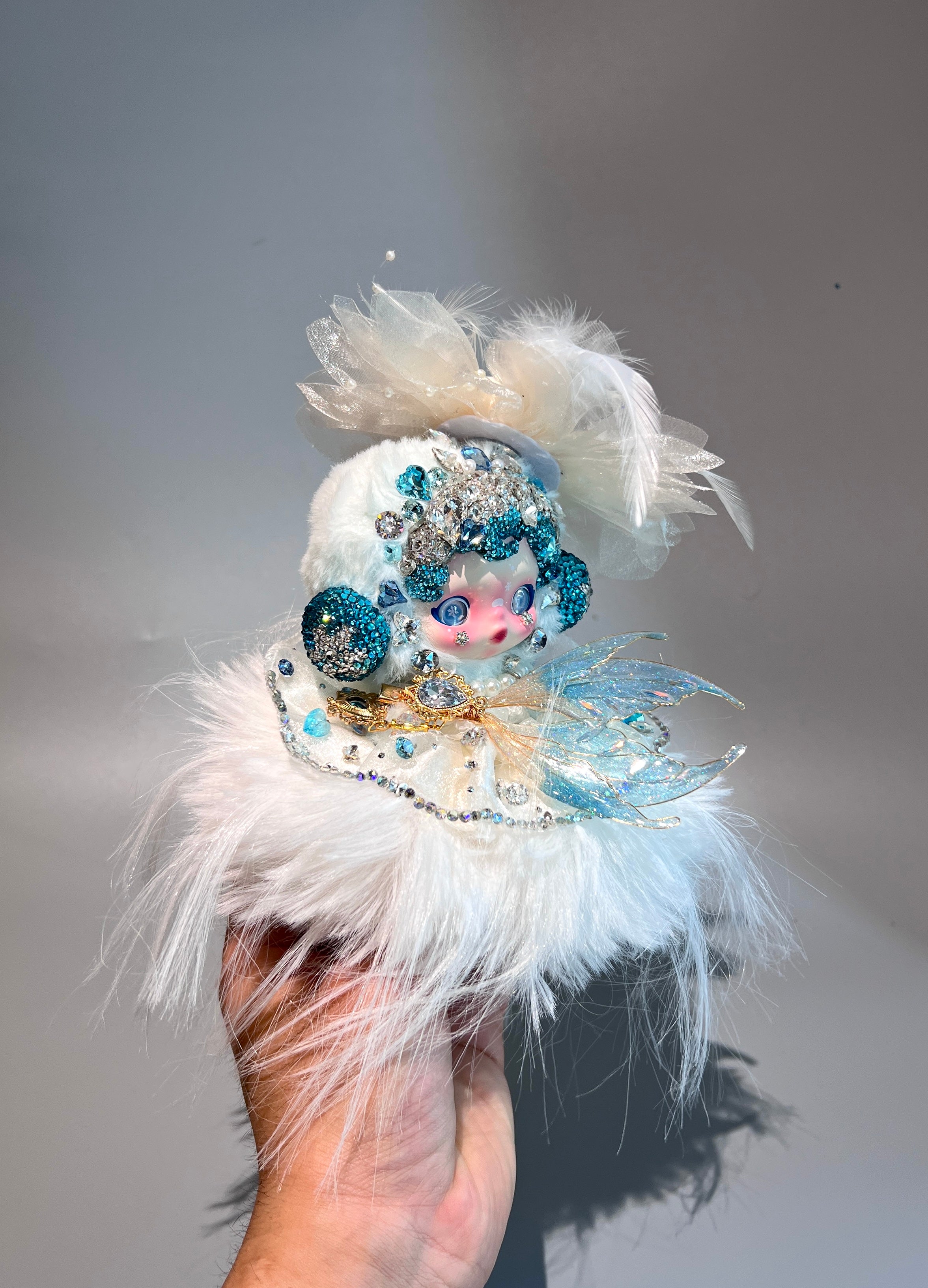 Luxury SKULLPANDA “Song of Snow” Doll | Swarovski Crystal Details | Premium Doll Outfit | Handmade Custom Design