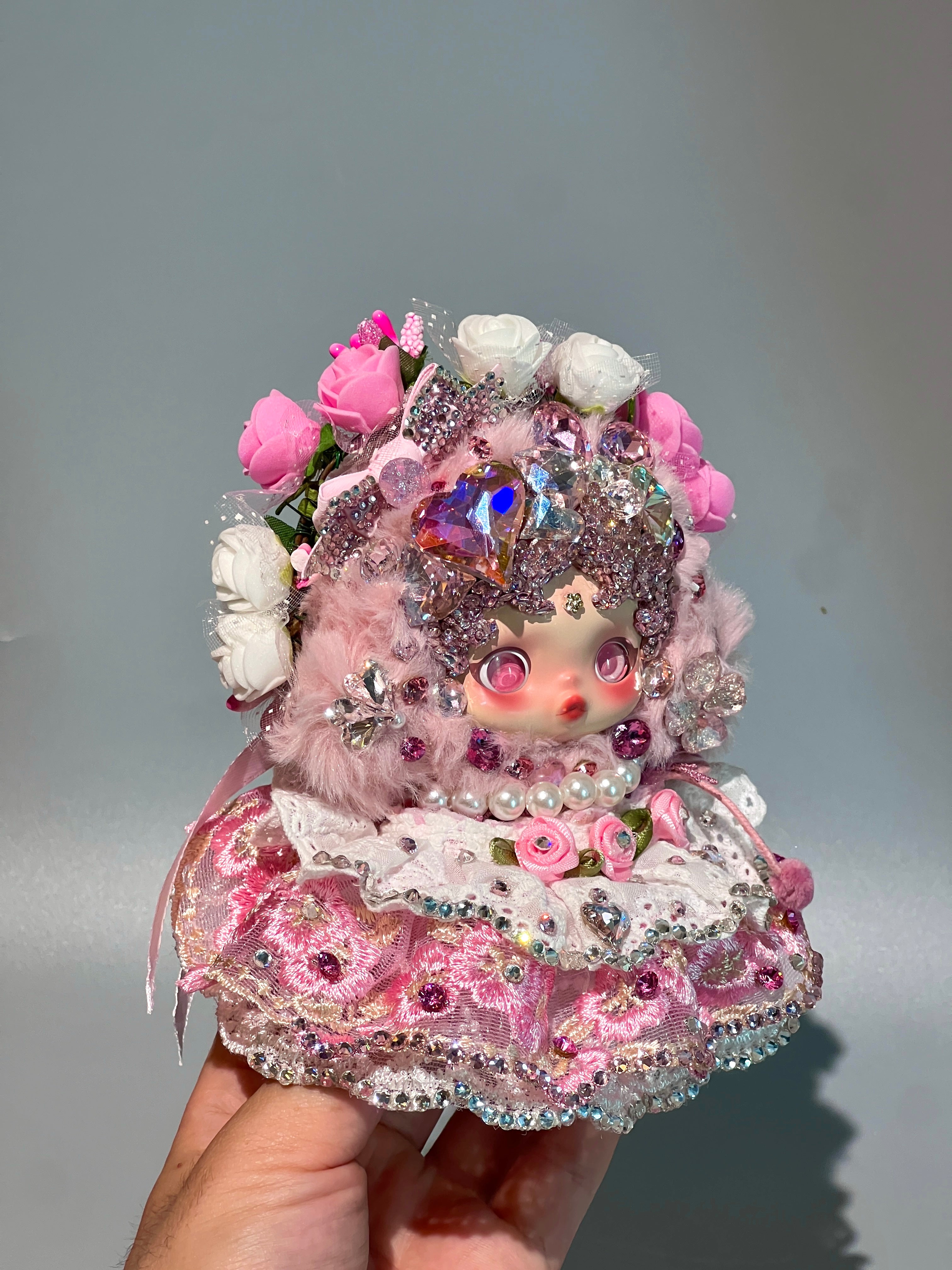 Luxury SKULLPANDA “Windflower” Doll | Swarovski Crystal Details | Premium Doll Outfit | Handmade & Customizable