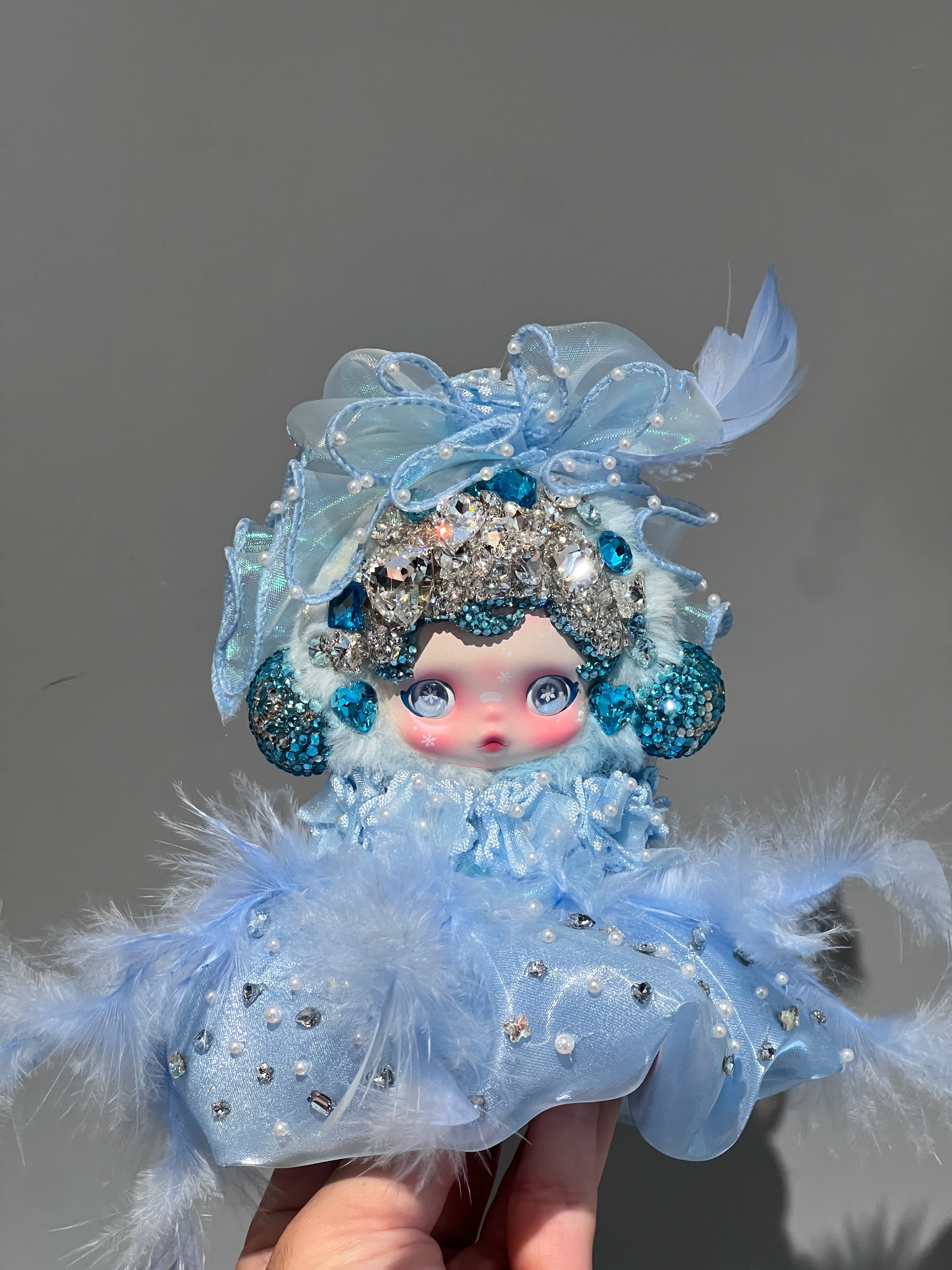 Luxury SKULLPANDA “Song of Snow” Doll | Swarovski Crystal Details | Premium Doll Outfit | Handmade Custom Design