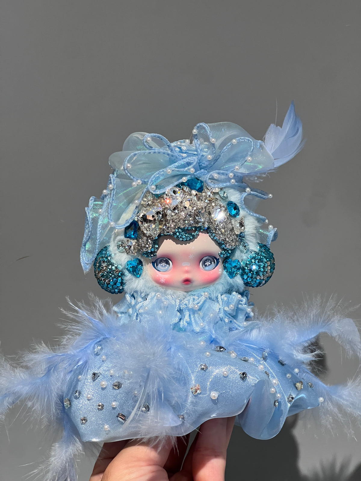 Luxury SKULLPANDA “Song of Snow” Doll | Swarovski Crystal Details | Premium Doll Outfit | Handmade Custom Design