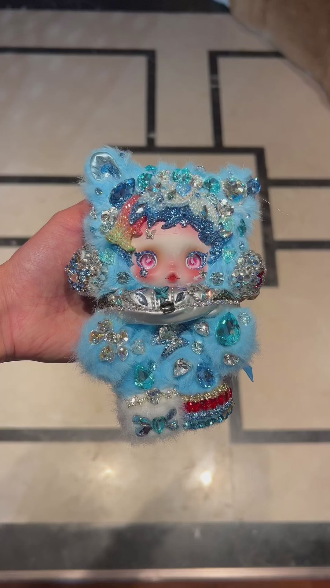 Luxury Handmade Bling Skull Panda – Rainbow Dash | My Little Pony Series | Partially Embellished with Swarovski Crystals | Customizable